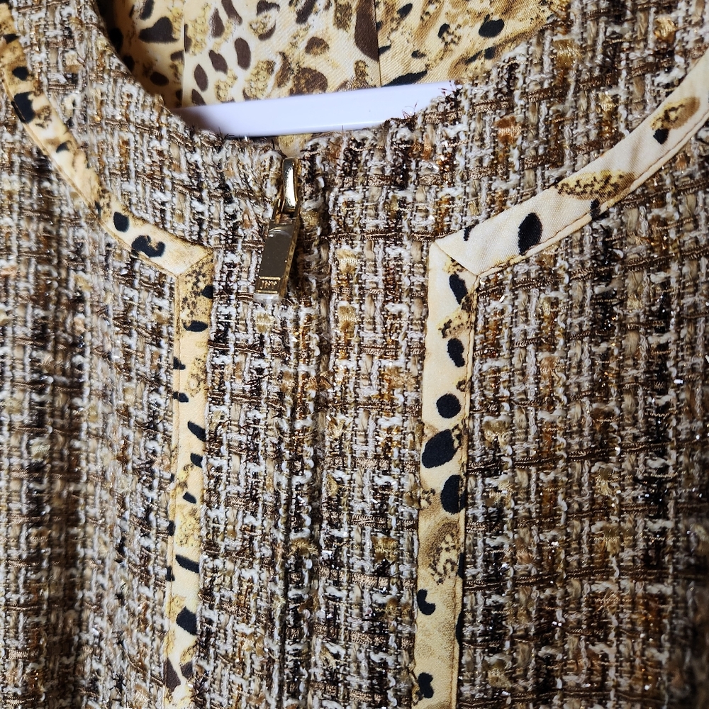 ๐ผ Jones New York Tweed Zip Jacket Animal Print 14 ๐ - Picture 3 of 6